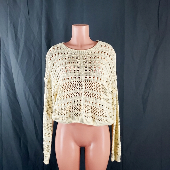 Xhilaration Cream White Mesh Knit Sweater Large - Picture 5 of 9